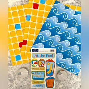 👙☀️ KAREN FOSTER DESIGN “AT THE POOL” STICKERS & SCRAPBOOK PAPER BUNDLE!